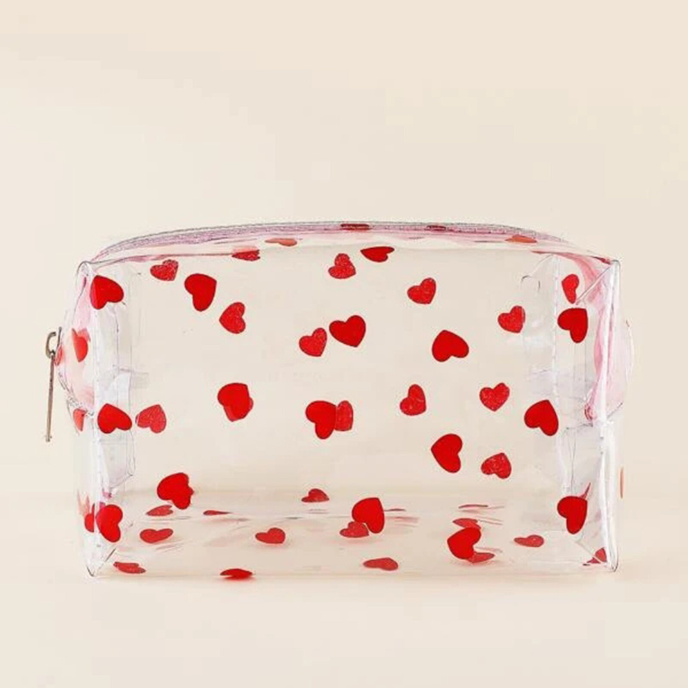 Red Heart Shaped Love Makeup Bag Stylish And Convenient Cosmetic And Toiletry Bag