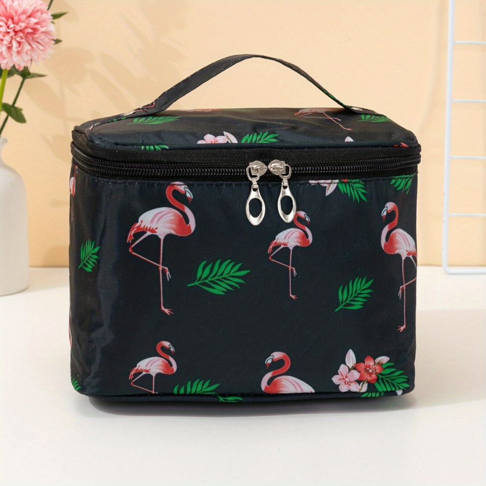 Multicoloured Large Flamingo Travel Makeup Bag Portable Toiletry Cosmetic Case For Women And Girls Zipper Pouch For Organizing Cosmetics And Accessories