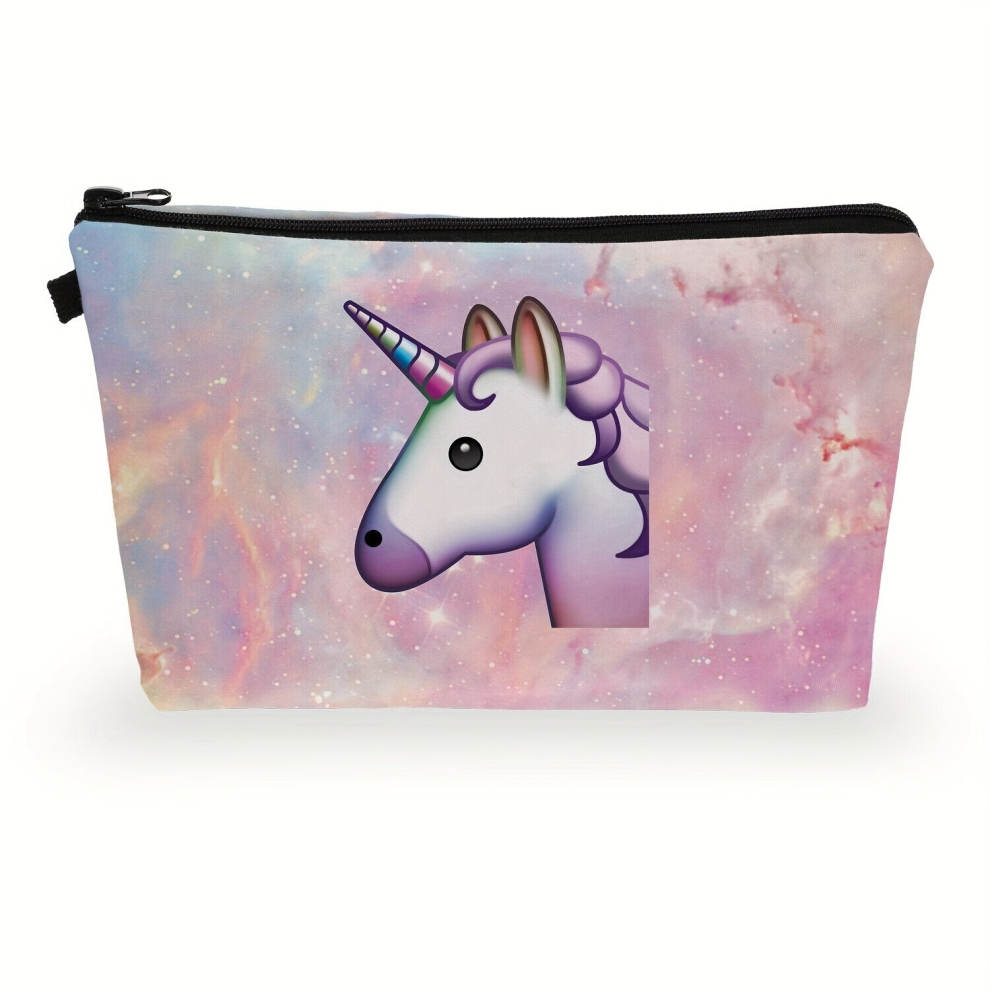 Multicoloured Unicorn Printed Makeup Bag For Purse Zipper Cosmetic Pouch Travel Make Up Organizer Tool Pouch For Women And Girls