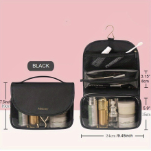 Travel Hanging Toiletry Bag Makeup Cosmetic PU Leather Material Waterproof Foldable Organizer For Women Girls And Men Pink Large Capacity Comestic Bag