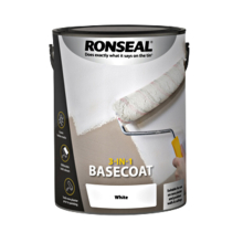 Ronseal 3-in-1 Basecoat White - 2.5L: High-coverage, one-coat primer to seal new plaster, cover hairline cracks and block bold colours