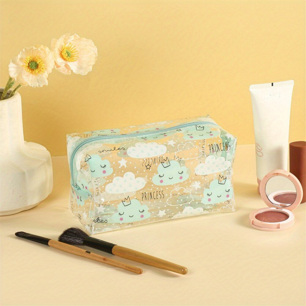 Multicoloured Cloud Pattern Clear Cosmetic Bag Travel Makeup Pouch Waterproof Makeup Bag For Purse Portable Toiletry Bag Accessories Organizer