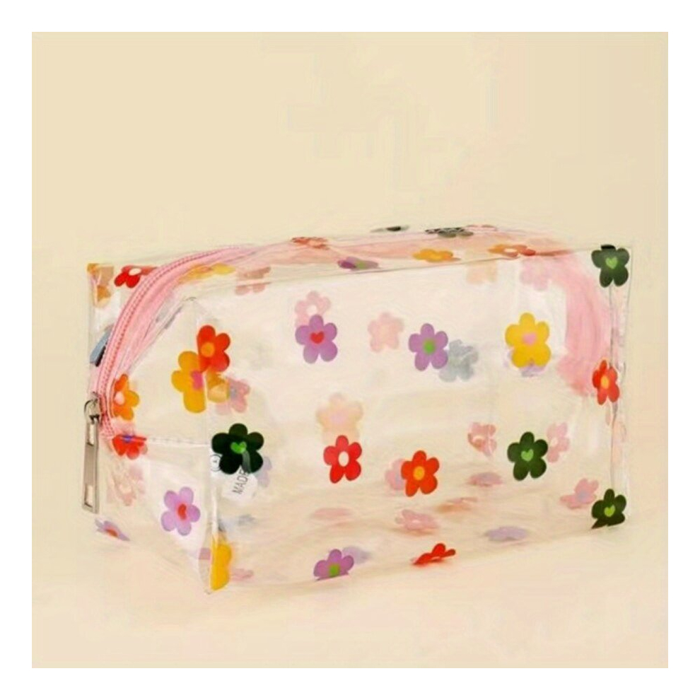 Floral Print Zipper Makeup Bag For Women Waterproof Purse Makeup Bag Roomy Travel Toiletry Bag Accessories Organizer
