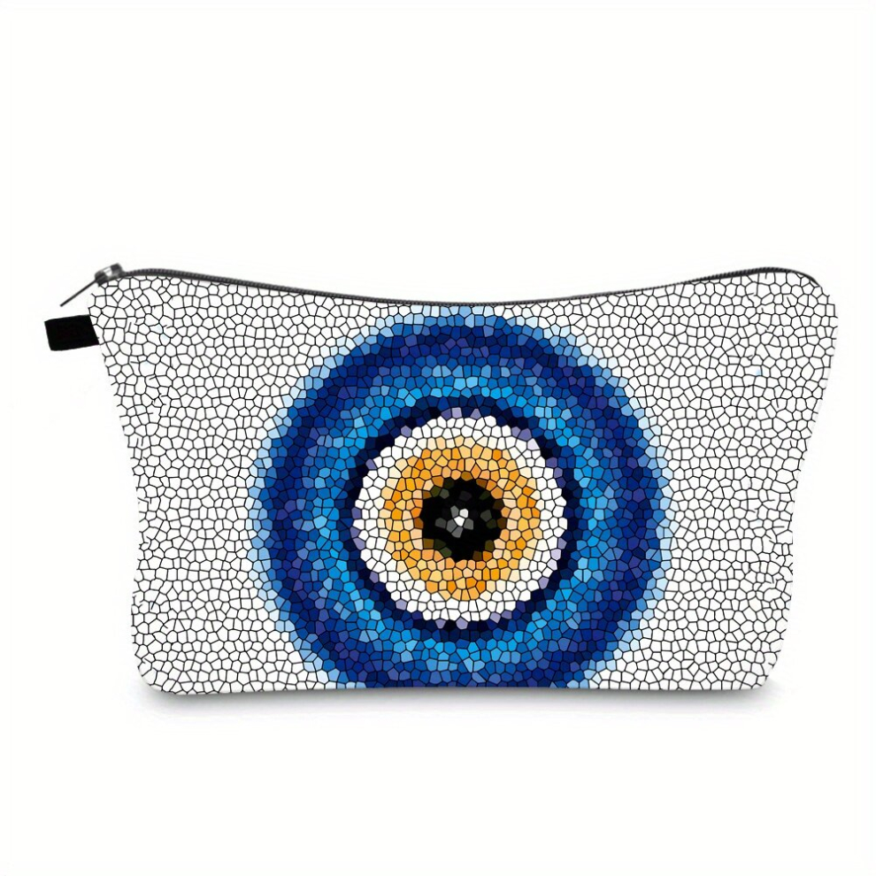 Multicoloured Evil Eye Pattern Makeup Bag Travel Portable Zipper Cosmetic Bag Roomy Makeup Pouch Toiletry Bag Holiday Gift For Women