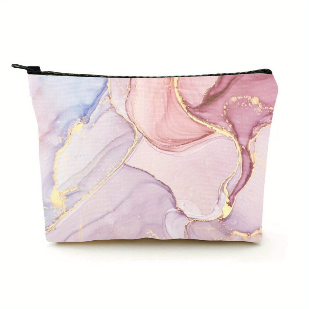 Pink Marble Pattern Makeup Bag For Women Roomy Makeup Travel Bag Cosmetic Bag Makeup Bag Organizer Toiletry Bag Portable Cosmetic Pouch
