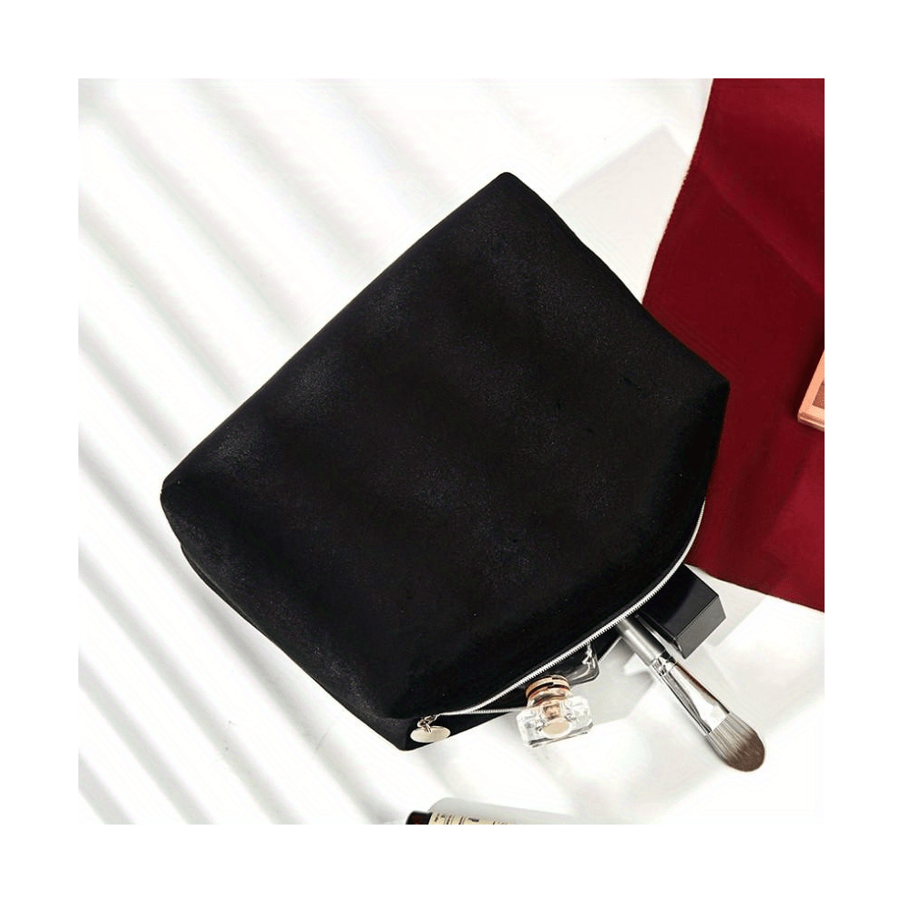 Green Square Makeup Bag Roomy Velvet Zipper Cosmetic Pouch Travel Accessories Organizer Makeup Brush Holder For Girls And Women
