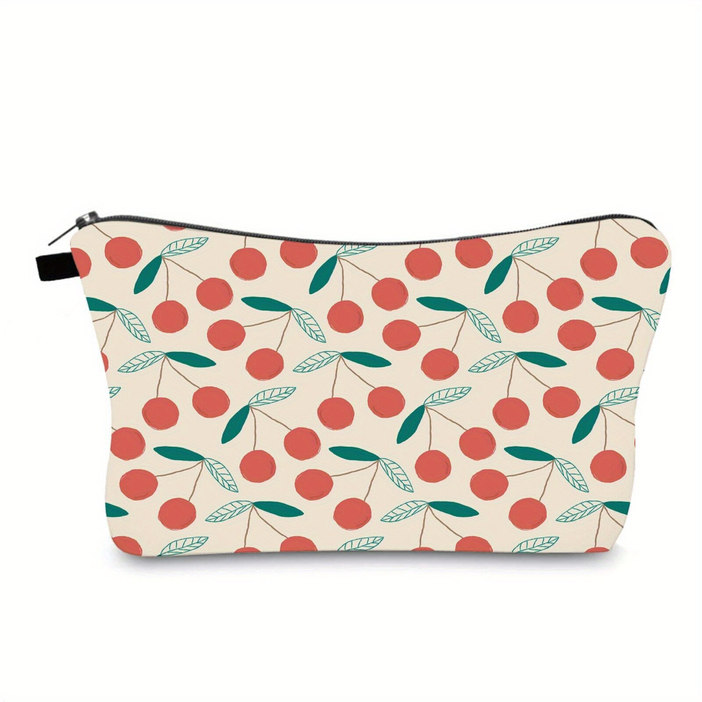 Multicoloured Cherry Pattern Makeup Bag Waterproof Multifunctional Makeup Pouch With Zipper Cosmetic Brush Organizer For Women Teenagers Girls