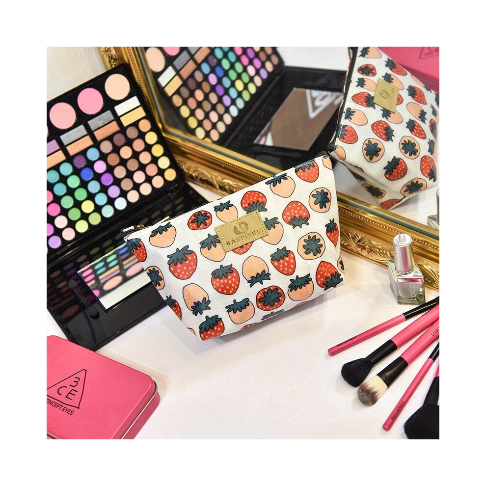 Cartoon Clutch Makeup Bag Portable Versatile Roomy Sweet Makeup Pouch Zipper Toiletry Bag For Girls And Women