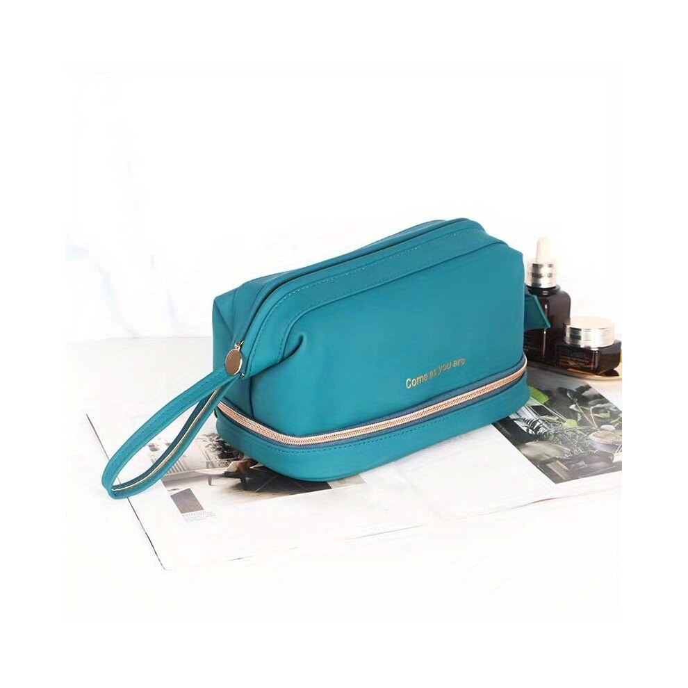 Multicoloured Double Layer Pu Leather Cosmetic Bag With Brush Organizer Large Capacity Travel Makeup Bag For Women Roomy Skin Care Pouch With Travel Accessories Per