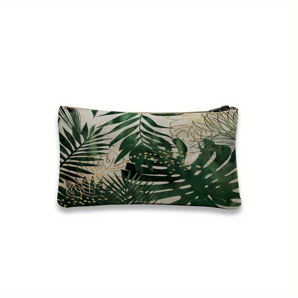Painting Print Zipper Makeup Bag For Women Plants Pattern Purse Makeup Pouch Roomy Travel Toiletry Bag Accessories Organizer