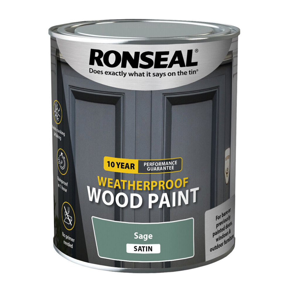 10 Year Weatherproof Wood Paint Sage Satin 750ml