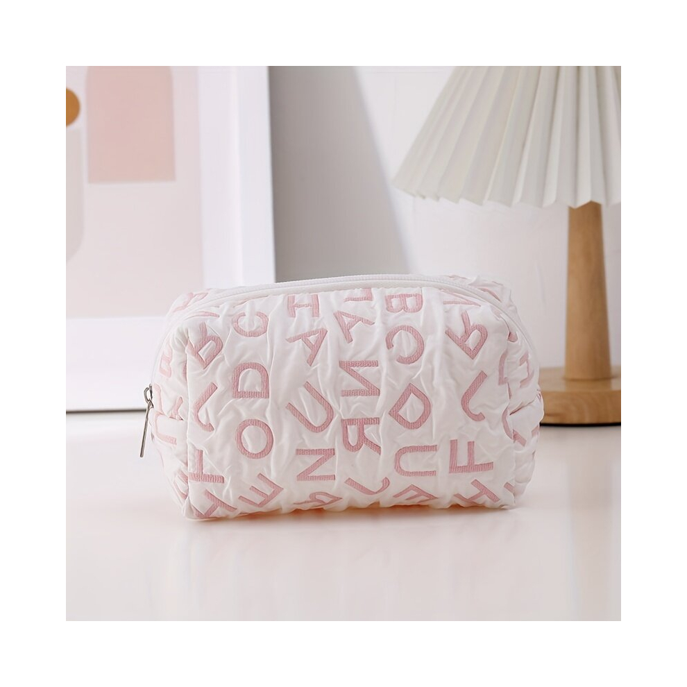Letter Zipper Makeup Bag For Women Roomy Travel Toiletry Bag Accessories Organizer For Girls And Women