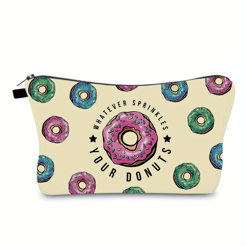 Multicoloured Adorable Donut Makeup Bag Waterproof Travel Cosmetic Bag With Zipper Pouch For Small Toiletry Organization And Gift Idea For Girls