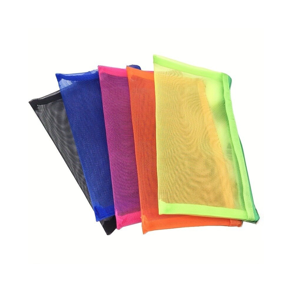 Multicoloured 5Pcs Multipurpose Nylon Mesh Cosmetic Bag Makeup Travel Cases Pencil Case Travel Organizers
