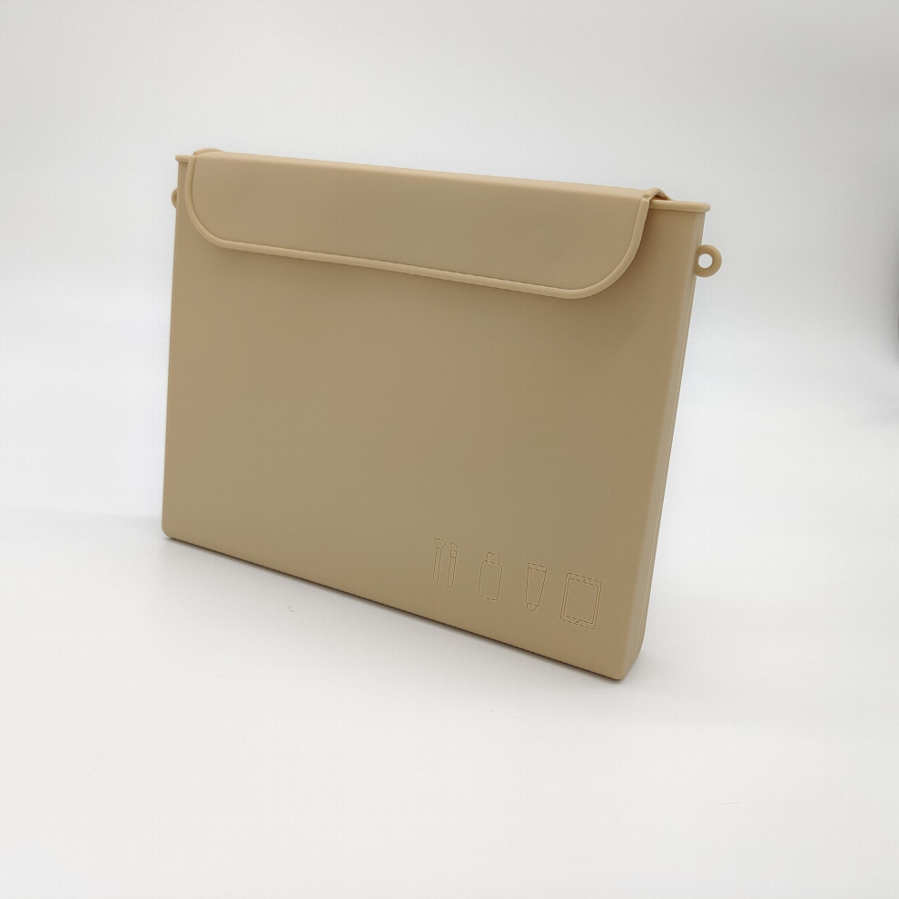 Brown Silicone Makeup Bag Travel Toiletry Bag For Women Easy Carry Cosmetic Bag For Makeup Beauty Tools And Brushes