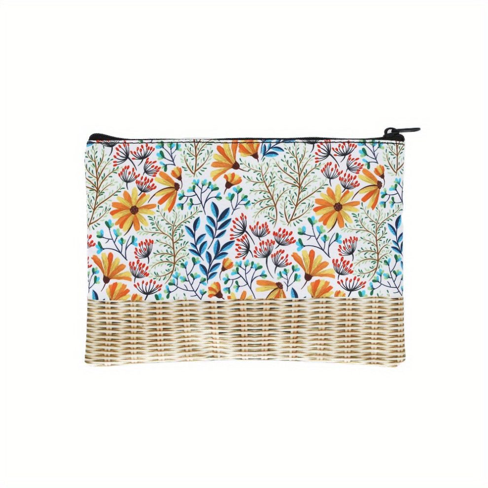 Floral Print Cosmetic Bag For Women Roomy Zipper Makeup Pouch Water Resistant Toiletry Bag Travel Accessories Organizer