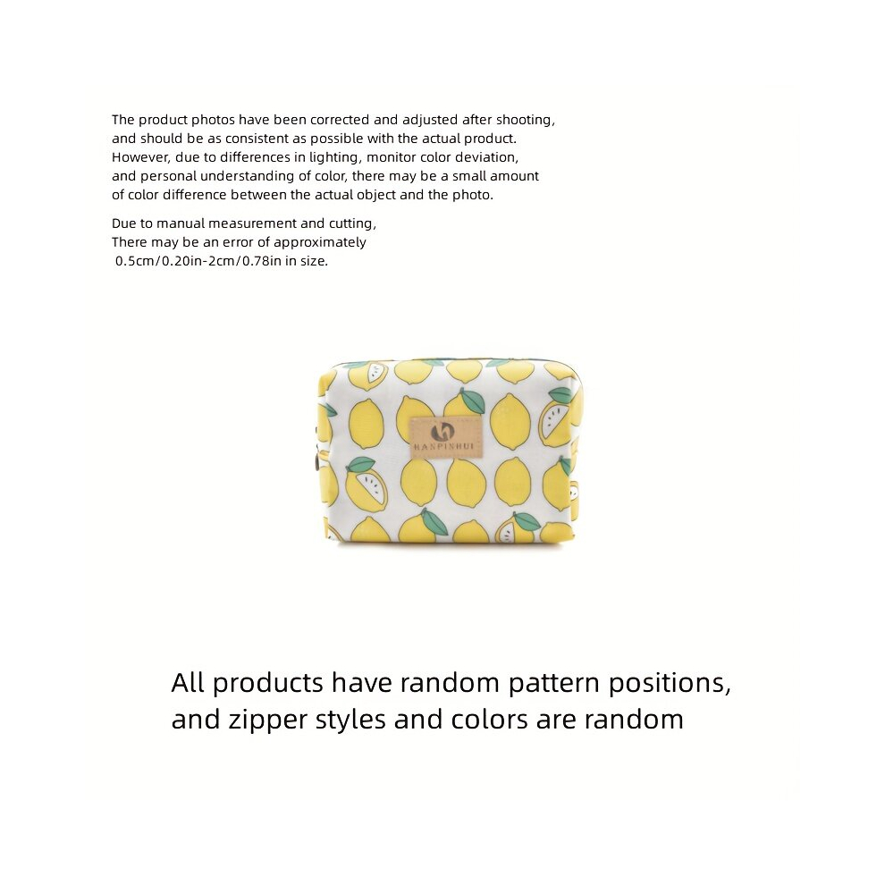 Multicoloured Travel Makeup Pouch Cartoon Printed Toiletry Cosmetic Bag Roomy Zipper Makeup Bag For Girls & Women