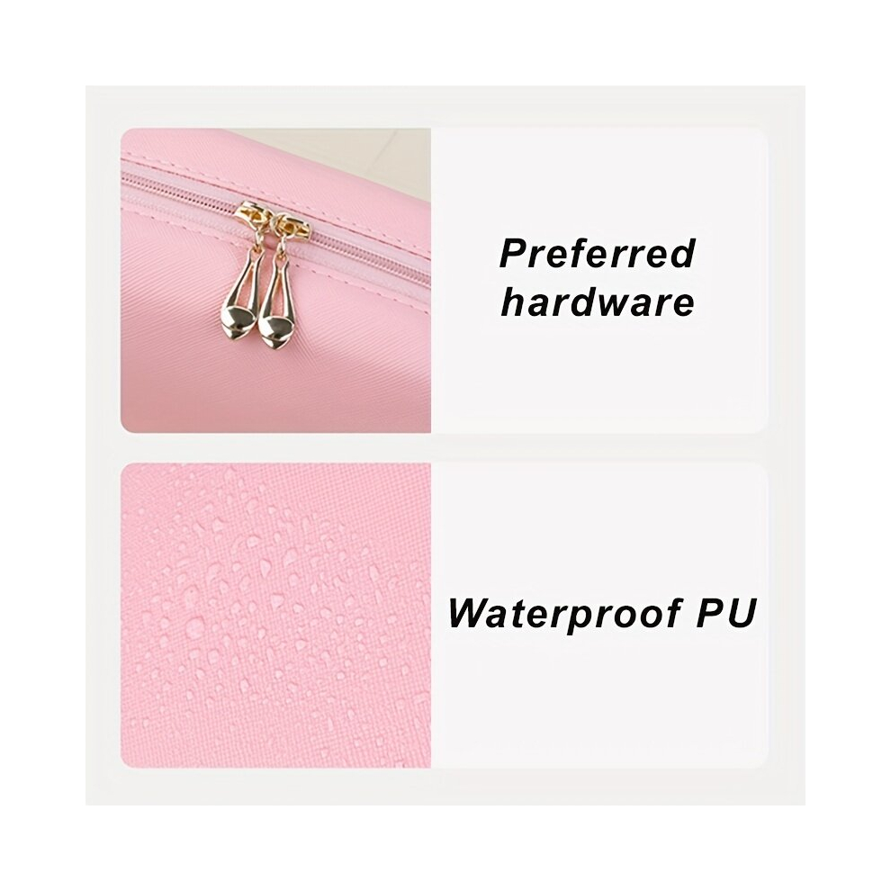 3pcs PU Waterproof Square Makeup Bag Roomy Zipper Pouch Travel Portable Toiletry Bag Makeup Organizer For Girls And Women