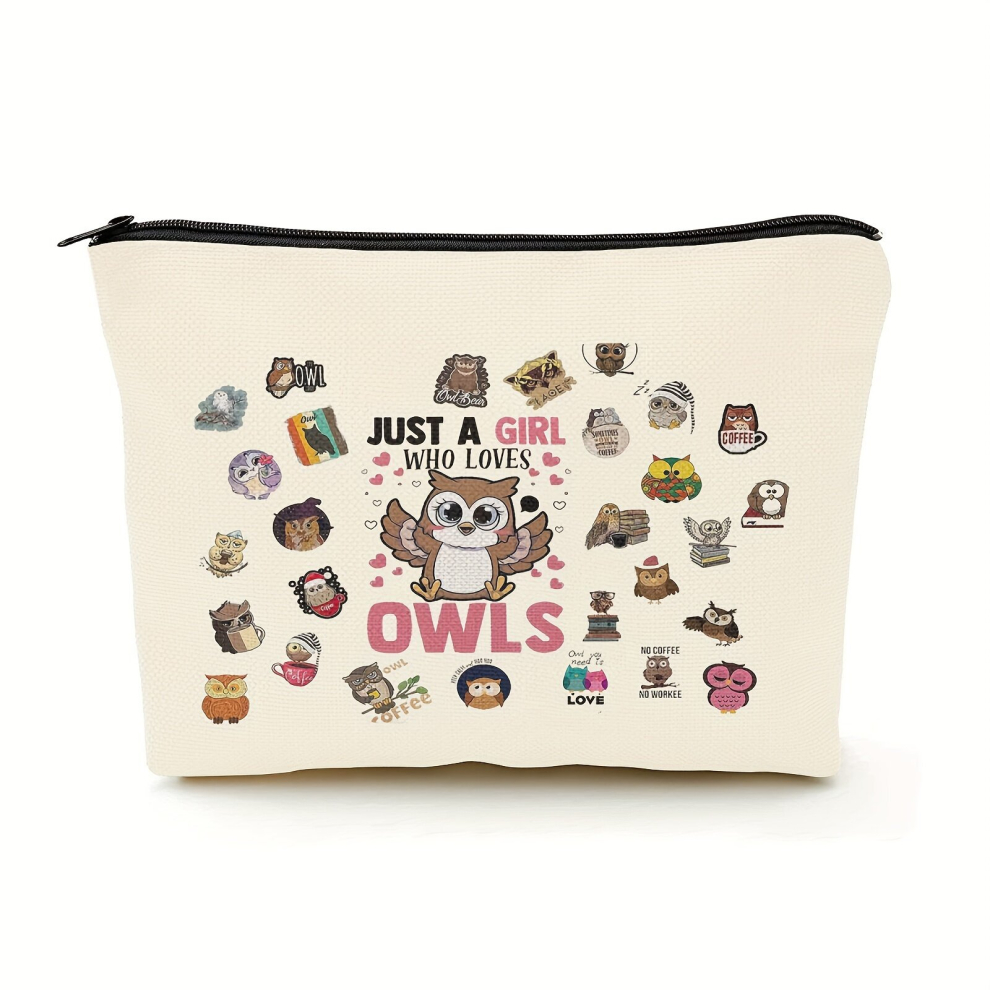 Multicoloured Owls For Women Owl Makeup Bag Owl For Owl Just A Girl Who Loves Owls Zipper Cosmetic For Womens Girls
