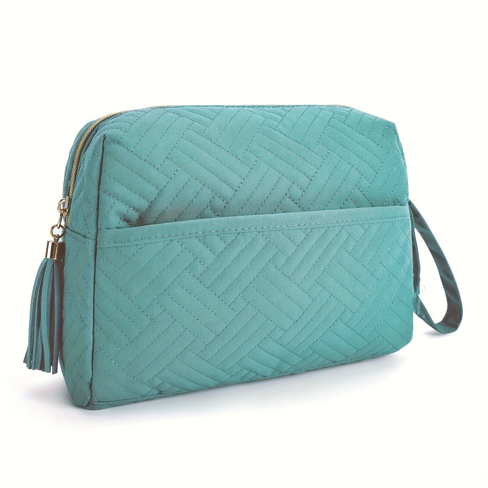 Green Makeup Bag Roomy Cosmetic Pouch For Purse Travel Zipper Pouch Water Resistant Toiletry Bag Makeup Accessories Organizer