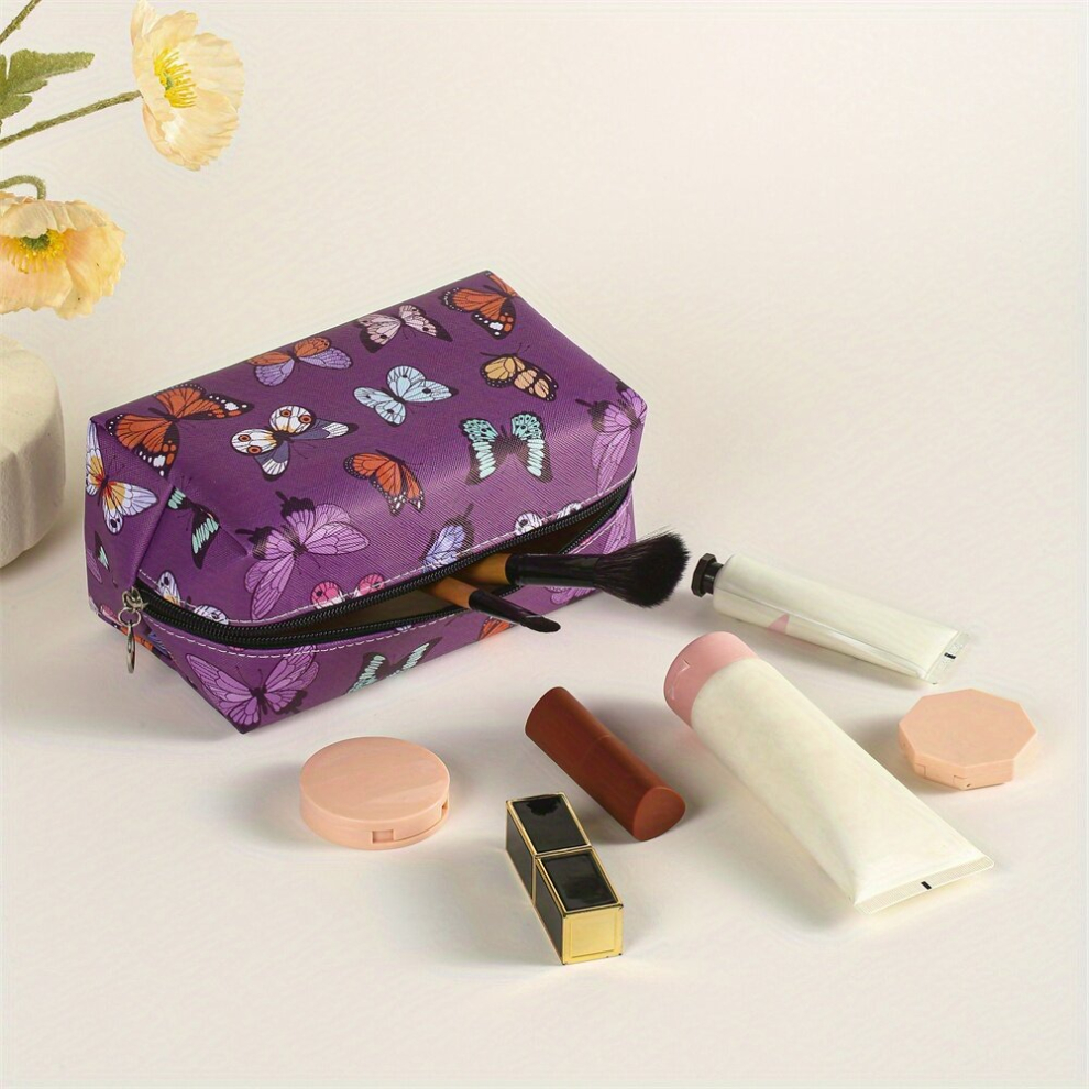 Colorful Butterflies Makeup Bag For Purse Travel Toiletry Bag Cosmetic Organizer Portable Versatile Zipper Pouch For Women And Girls