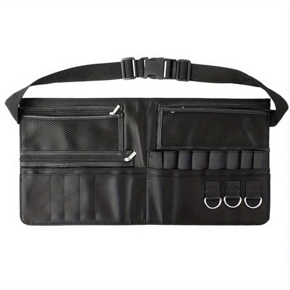 Black Makeup Brush Belt Professional Pockets With Artist Strap Portable Foldable Cosmetic Pouch For Women