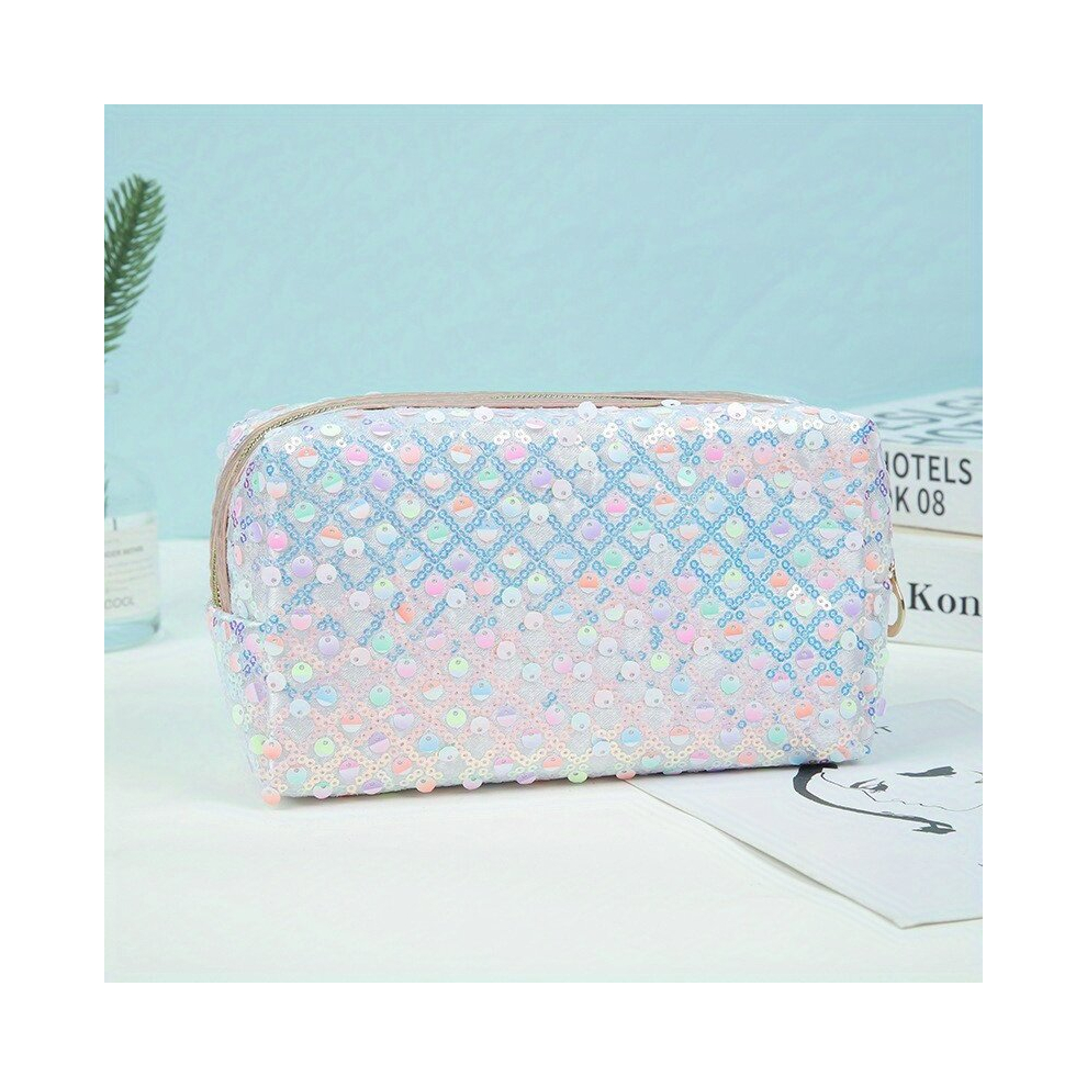 Multicoloured Stylish And Spacious Sequin Cosmetic Bag For Women And Girls Perfect For Travel And Organizing Toiletries