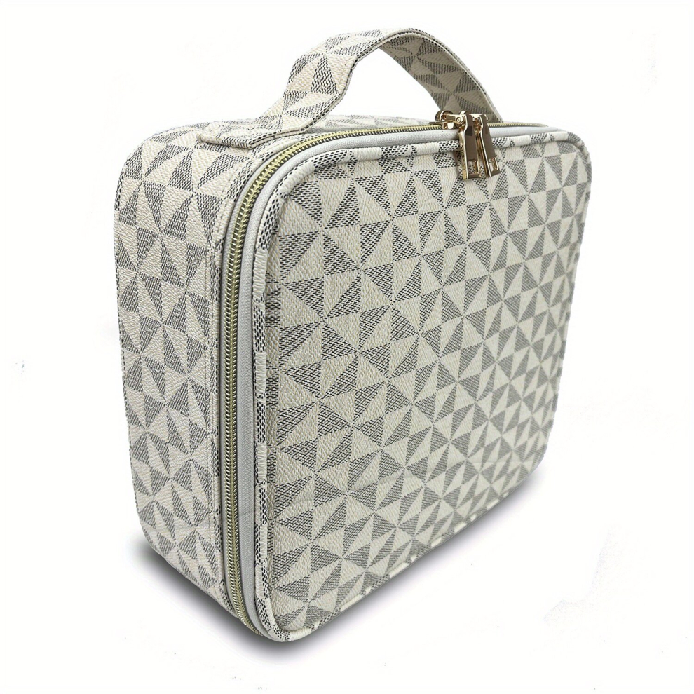 Multicoloured Windmill Pattern Makeup Bag Cosmetic Bag Travel Makeup Bag With Adjustable Dividers Hand Portable Pu Leather Waterproof Toiletry Bag Artist Storage Ba
