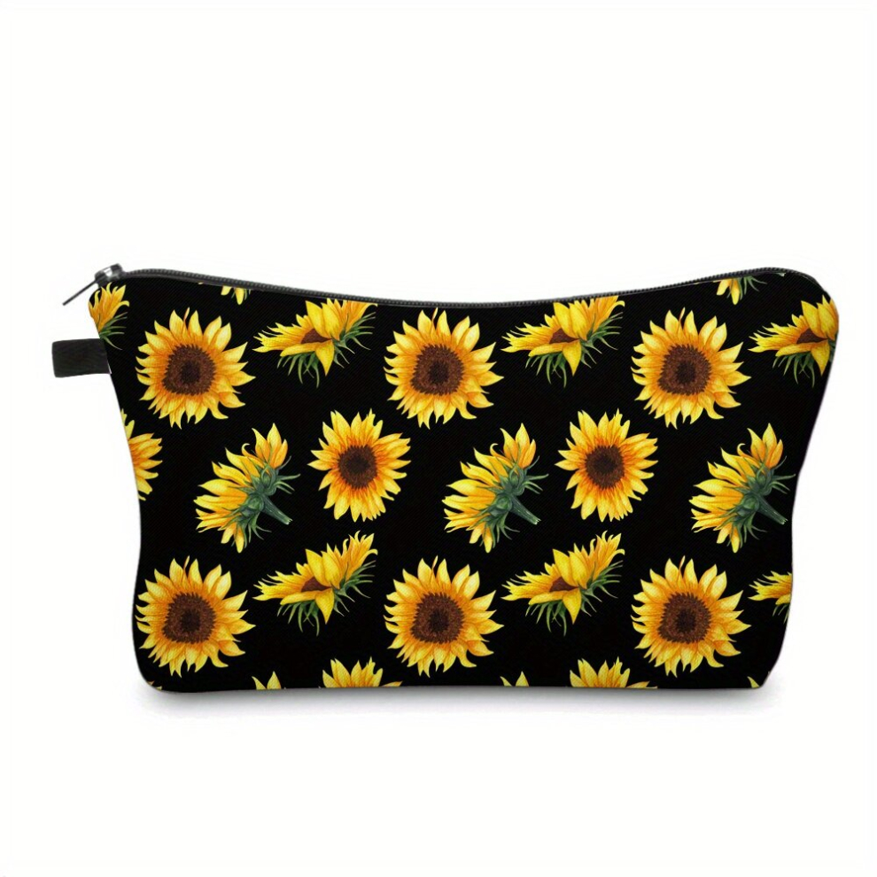 Multicoloured Cosmetic Bag For Women Sunflower Flowers Waterproof Makeup Bag Roomy Toiletry Pouch Travel Accessories