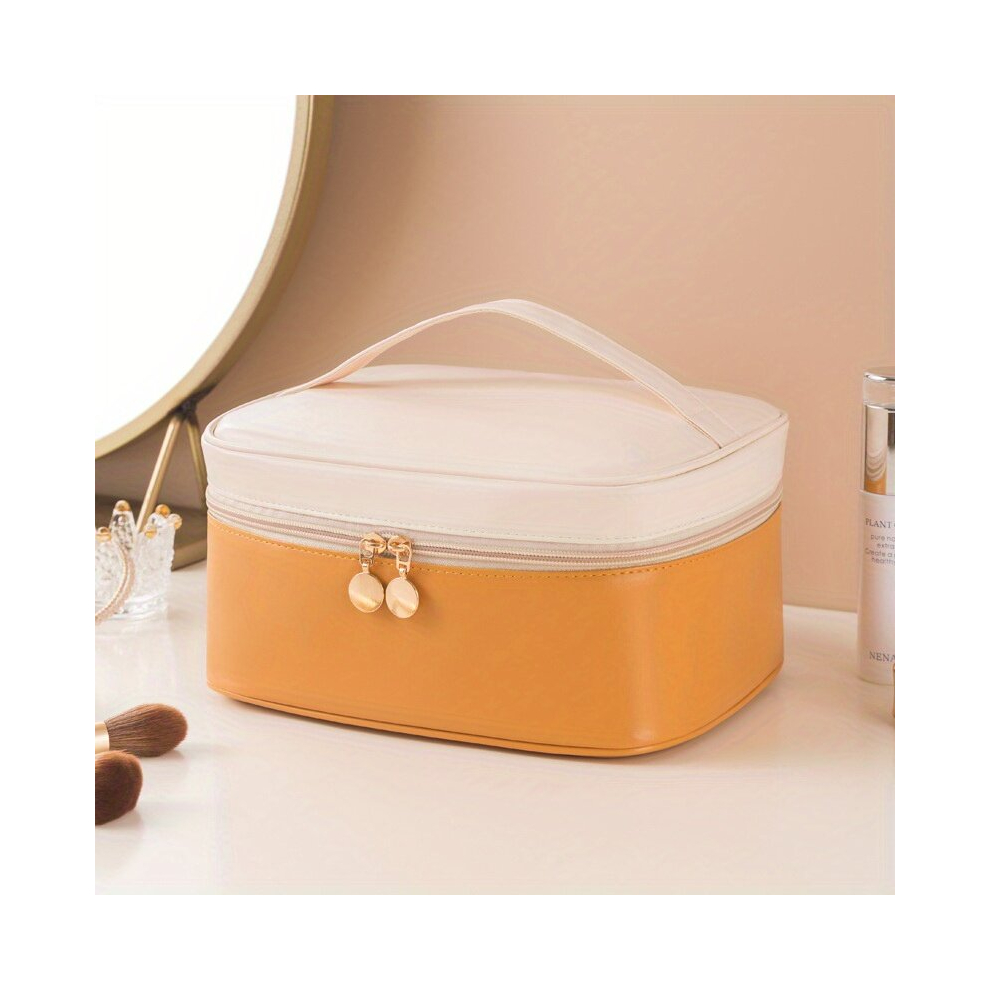 Makeup Bag Travel Cosmetic Case For Women Portable Cosmetic Organizer Storage Bag Makeup Brushes Toiletry & Jewelry Organizer With Handle