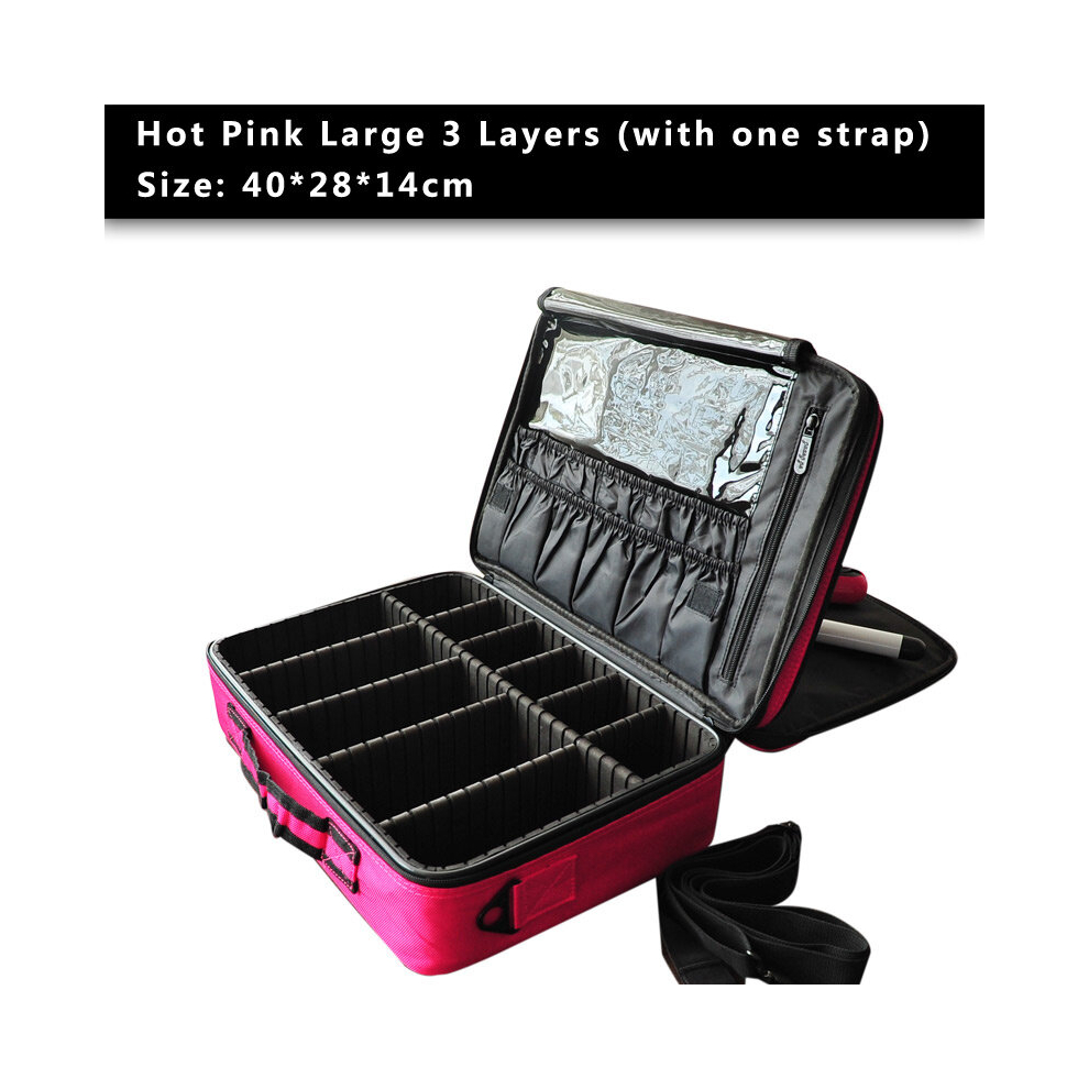 Multicoloured Professional Travel Makeup Case Large Capacity Makeup Train Case Portable Artist Cosmetic Brush Organizer Storage Bag With Adjustable Dividers And Sho