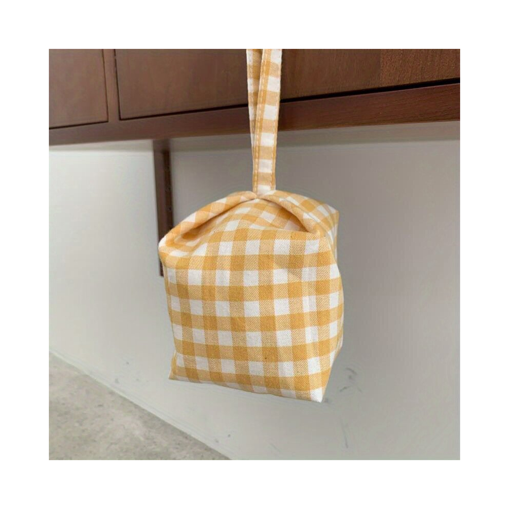 and Compact Plaid Makeup Bag with Handle Perfect for Travel and Organization