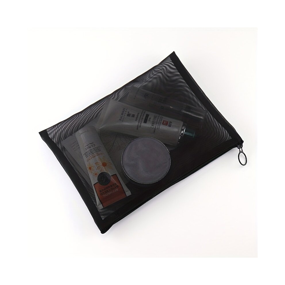Multicoloured Nylon Mesh Pouch Mesh Cosmetic Bag With Zipper Cosmetic Travel Organizer Bags Pencil Cases Portable Makeup Bags