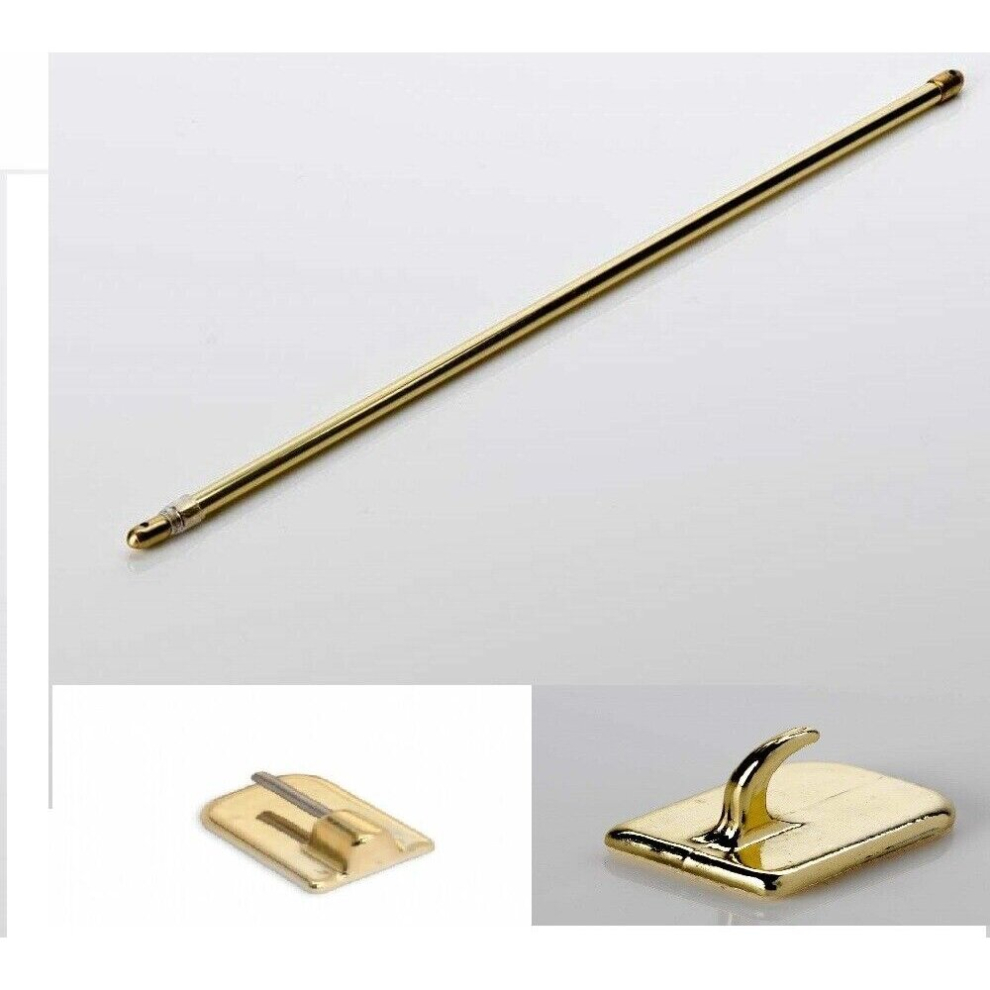 (100 - 165cm) Brass Round Extendable Telescopic Net Curtain Rod