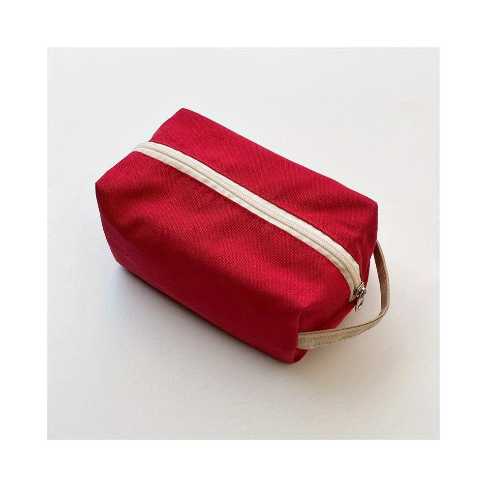 Square Makeup Bag Roomy Travel Portable Toiletry Bag Organizer For Makeup Brush Skincare & Cosmetics Storage Style Makeup Pouch With Zipper & Handle