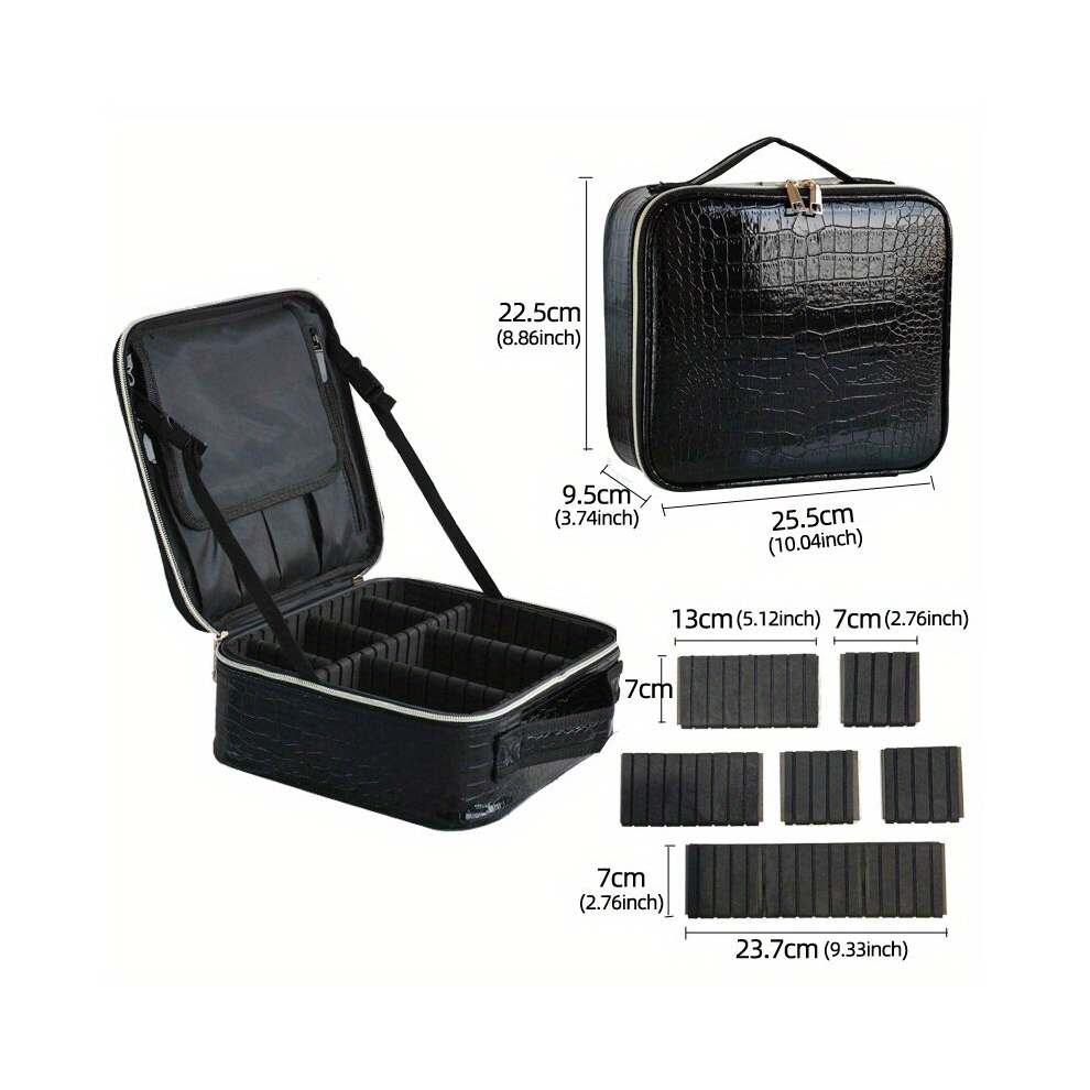 Multicoloured Travel Makeup Train Case Cosmetic Bag Organizer Large Toiletry Bag For Women Portable Artist Storage Bag With Adjustable Dividers For Cosmetics Makeup