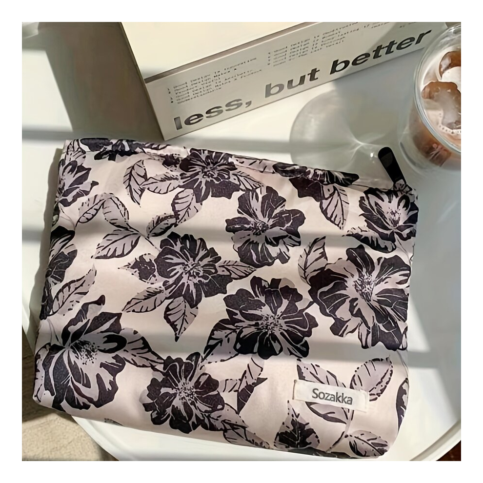 Multicoloured Vintage Maple Leaf Print Makeup Bag Roomy Cosmetic Bag Travel Toiletry Organizer Clutch Makeup Pouch For Purse Women Gift