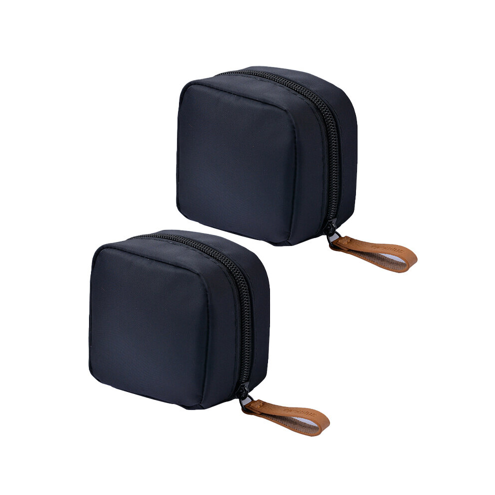 Multicoloured 2Pcs Set Mini Compact Portable Cosmetic Bag Travel Portable Waterproof Toiletry Bag Lipstick Bag Sanitary Napkin Storage Bag