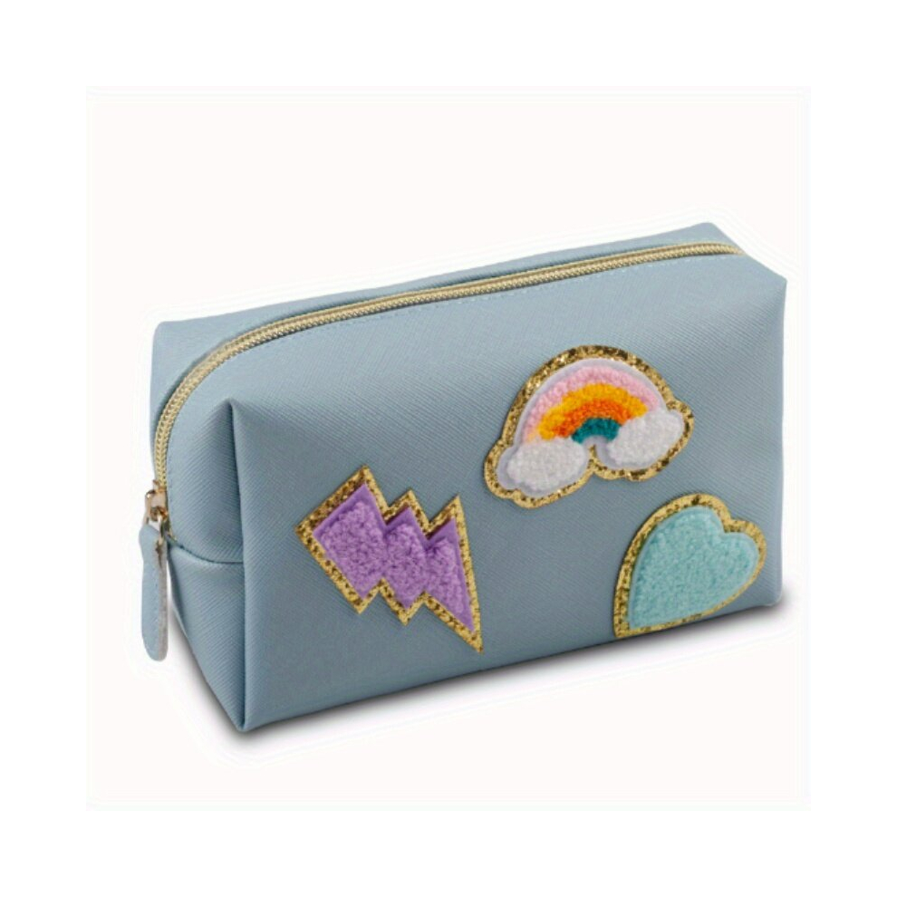 Lightning Cloud Heart Patch Cosmetic Pouch Roomy Makeup Bag Travel Zipper Pouch Water resistant Toiletry Bag Makeup Accessories Organizer