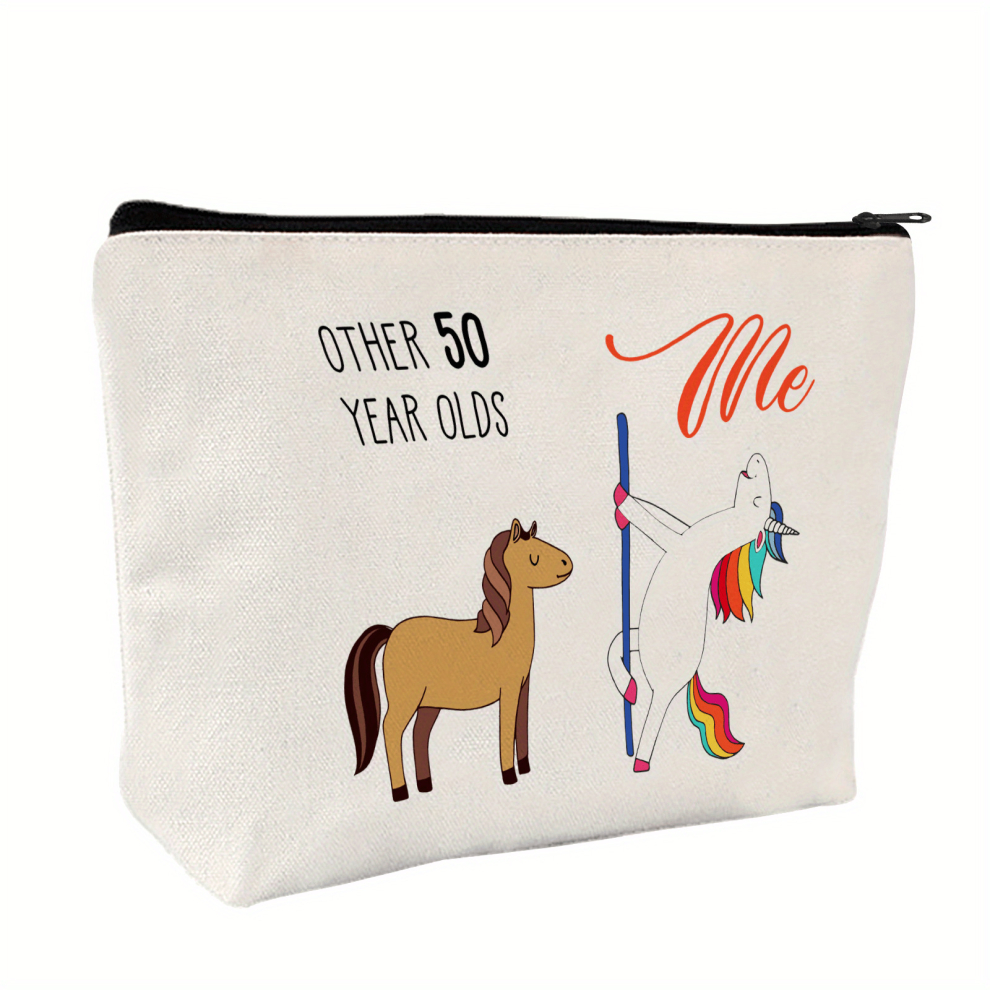 50th Birthday For Women 1973 Birthday For Women 50 Years Old Birthday Makeup Bag For Mom Wife Sister Her Colleague Coworker Makeup Bag 50th Unicorn