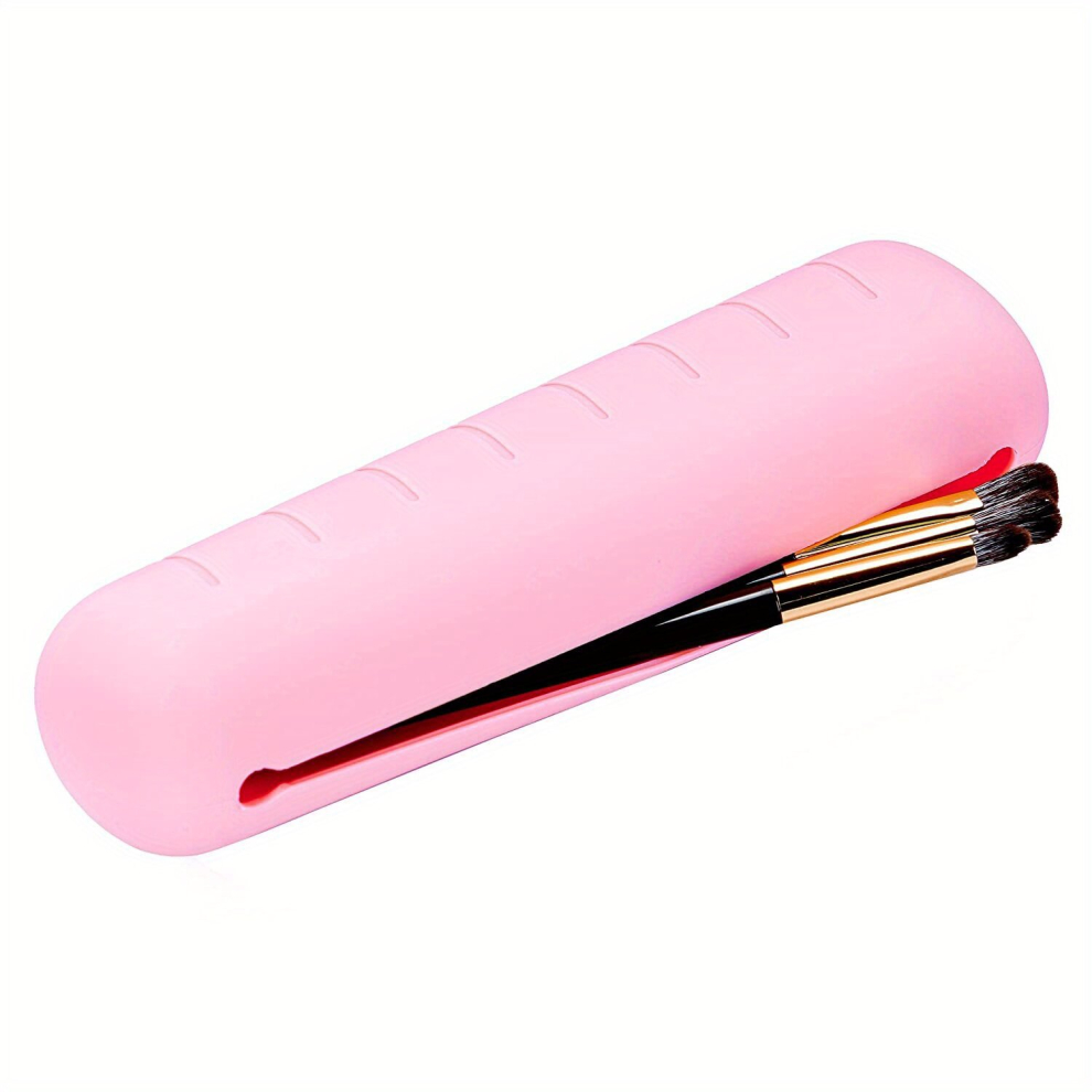 Travel Makeup Brush Holder Silicone And Portable Cosmetic Face Brushes Case Soft Makeup Tools Organizer For Travel Waterproof Dustproof