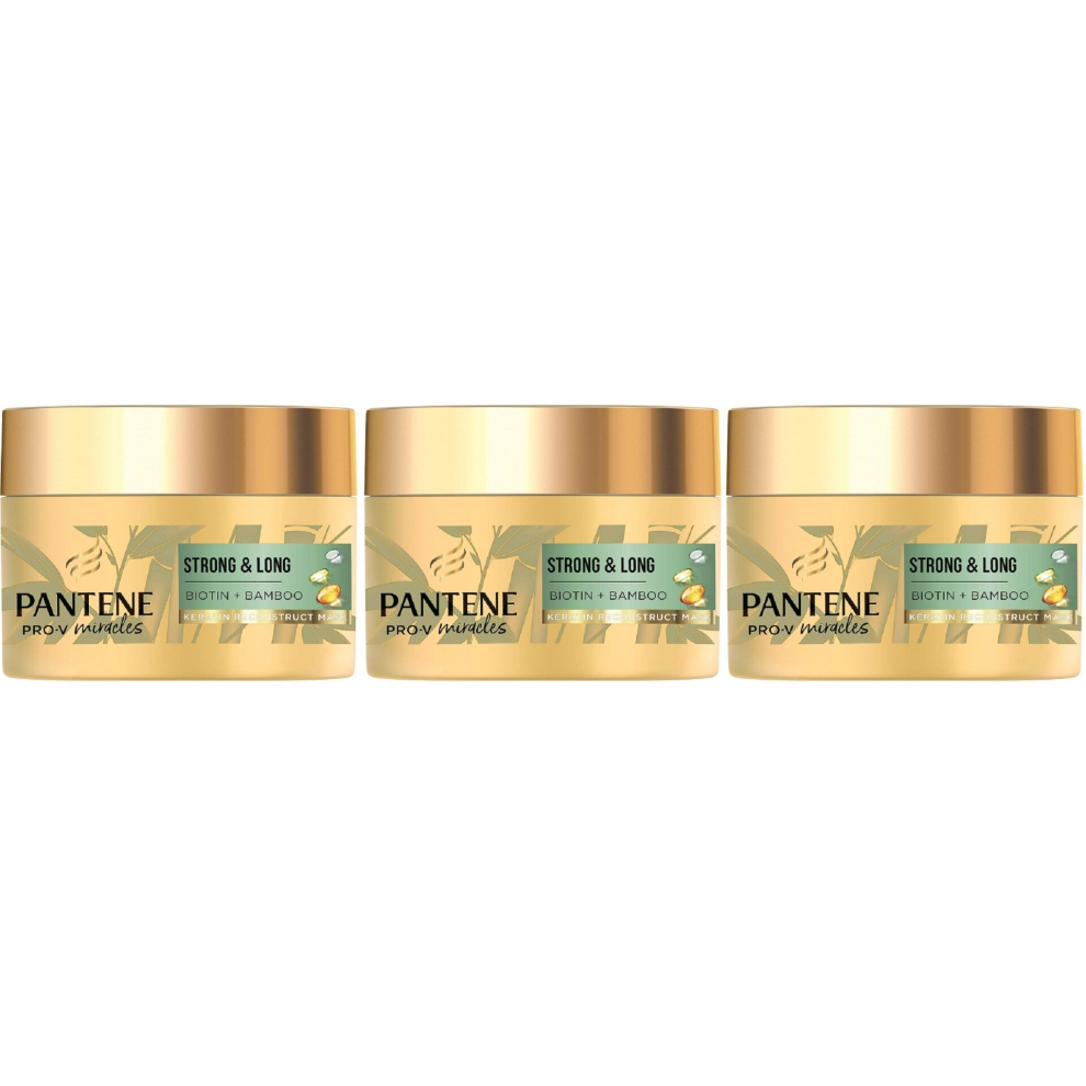 3 x 160ml Pantene Pro-V Miracles Strong & Long Hair Mask - Biotin + Bamboo