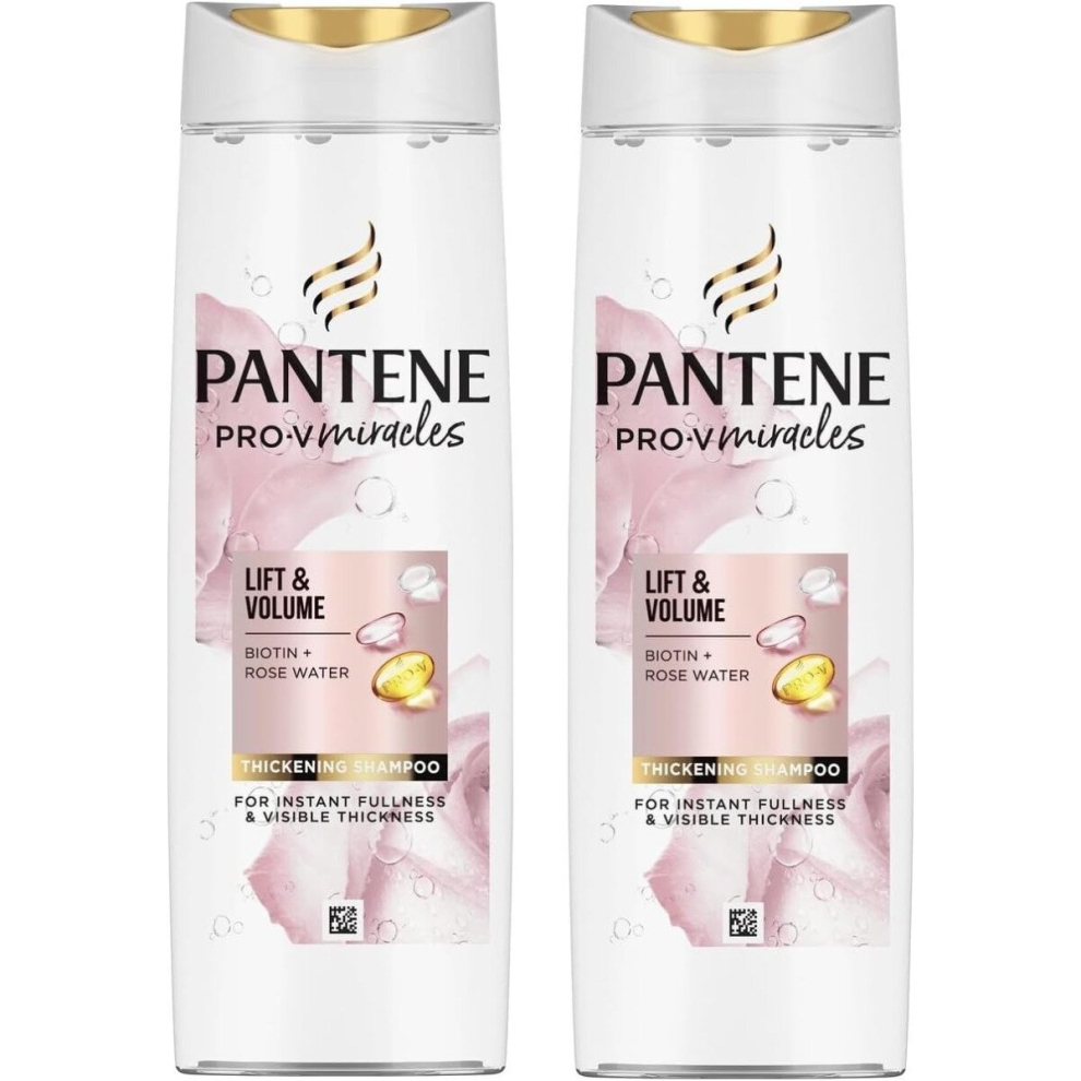 2 x 225ml Pantene Pro-V Miracles Lift & Volume Shampoo - Biotin + Rose Water