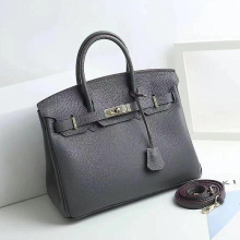 (Iron gray, 30*23*16cm) Ladies Women Leather Handbag Birkin First Layer Cowhide Leather Tote Bag Commuter Crossbody Kelly Handbag