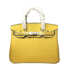 (Amber yellow, 30*23*16cm) Ladies Women Leather Handbag Birkin First Layer Cowhide Leather Tote Bag Commuter Crossbody Kelly Handbag