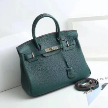 (Dark green, 20*15*10cm) Ladies Women Leather Handbag Birkin First Layer Cowhide Leather Tote Bag Commuter Crossbody Kelly Handbag