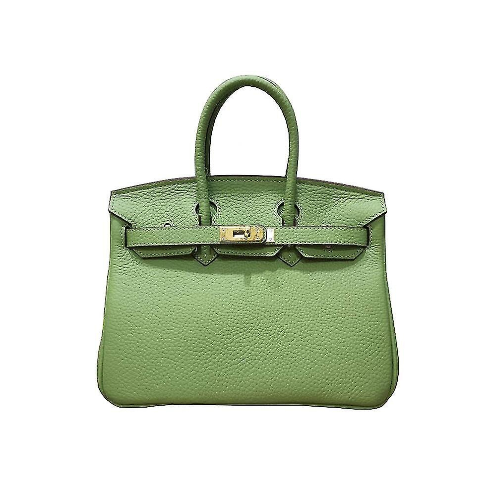 (Avocado green, 30*23*16cm) Ladies Women Leather Handbag Birkin First Layer Cowhide Leather Tote Bag Commuter Crossbody Kelly Handbag