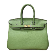 (Avocado green, 25*19*13cm) Ladies Women Leather Handbag Birkin First Layer Cowhide Leather Tote Bag Commuter Crossbody Kelly Handbag