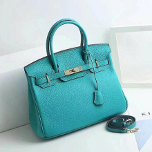 (Lake green, 30*23*16cm) Ladies Women Leather Handbag Birkin First Layer Cowhide Leather Tote Bag Commuter Crossbody Kelly Handbag