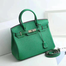 (Bamboo green, 25*19*13cm) Ladies Women Leather Handbag Birkin First Layer Cowhide Leather Tote Bag Commuter Crossbody Kelly Handbag